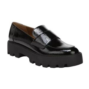 Franco Sarto Shiny Black Chunky Loafers